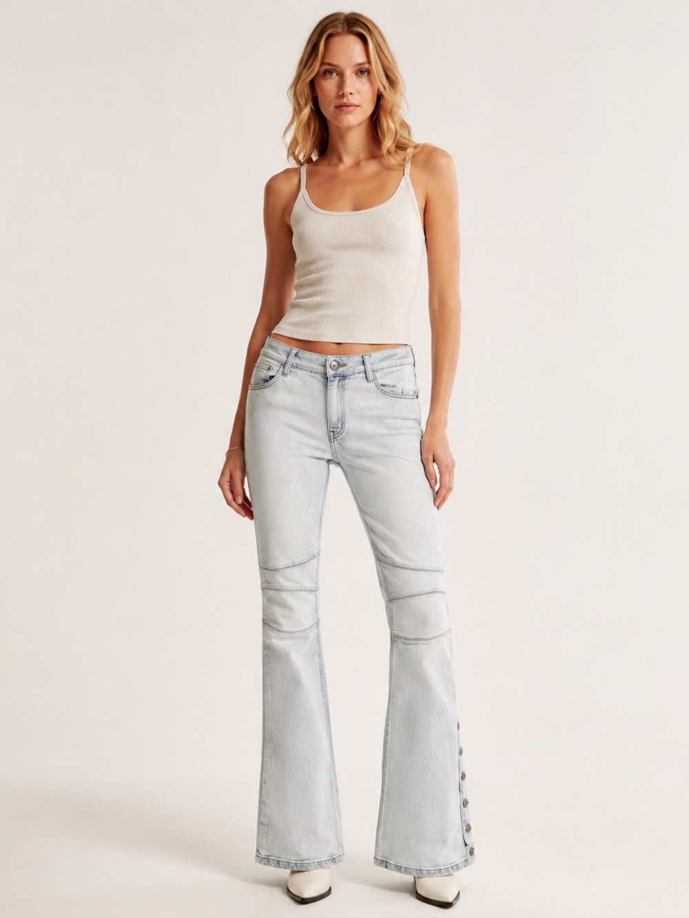 Free People Low Rise white Washed Faded Flare Jeans  Sz 25